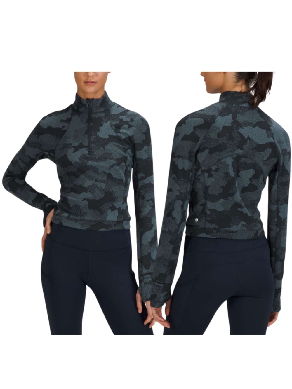 Lululemon Heritage Speckle Camo Cropped Half-Zip with Reflect - Size 4